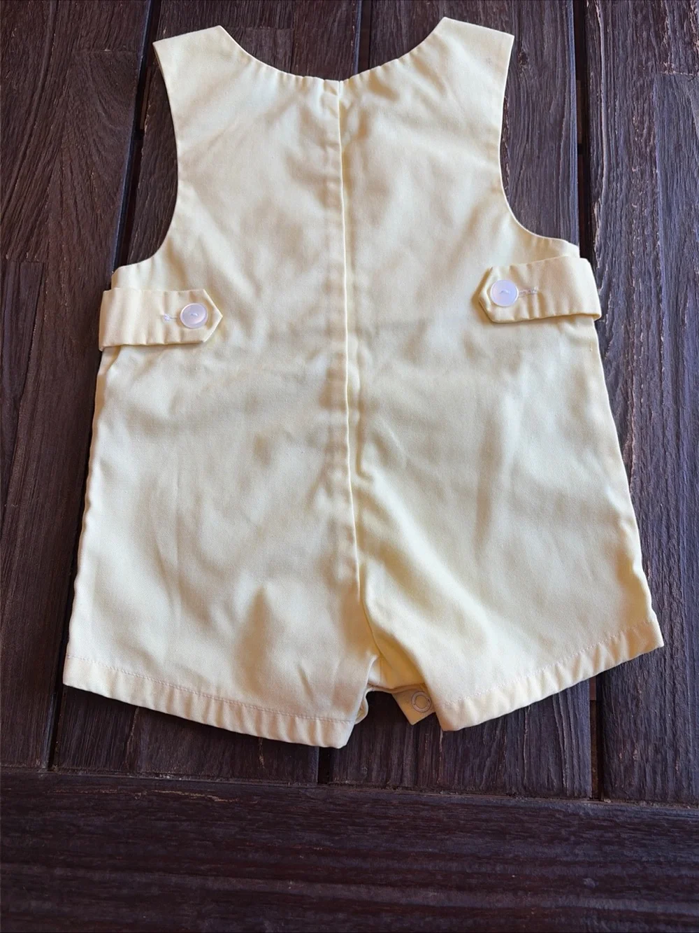 Samara Vintage Baby 6-9 M Yellow Red Train Shortall Romper Baby Retro One Piece